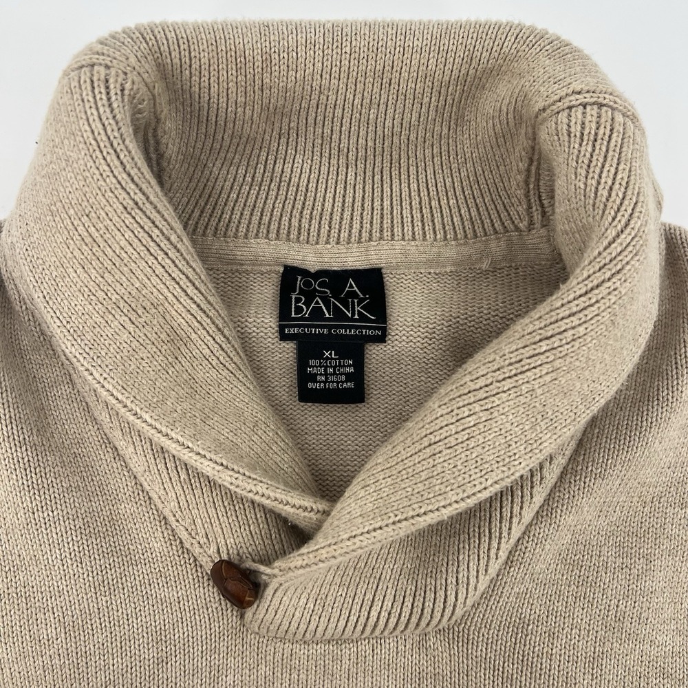 Jos. A. Bank Sweater Shawl Collar 100% Cotton - Cream - **See Description**
